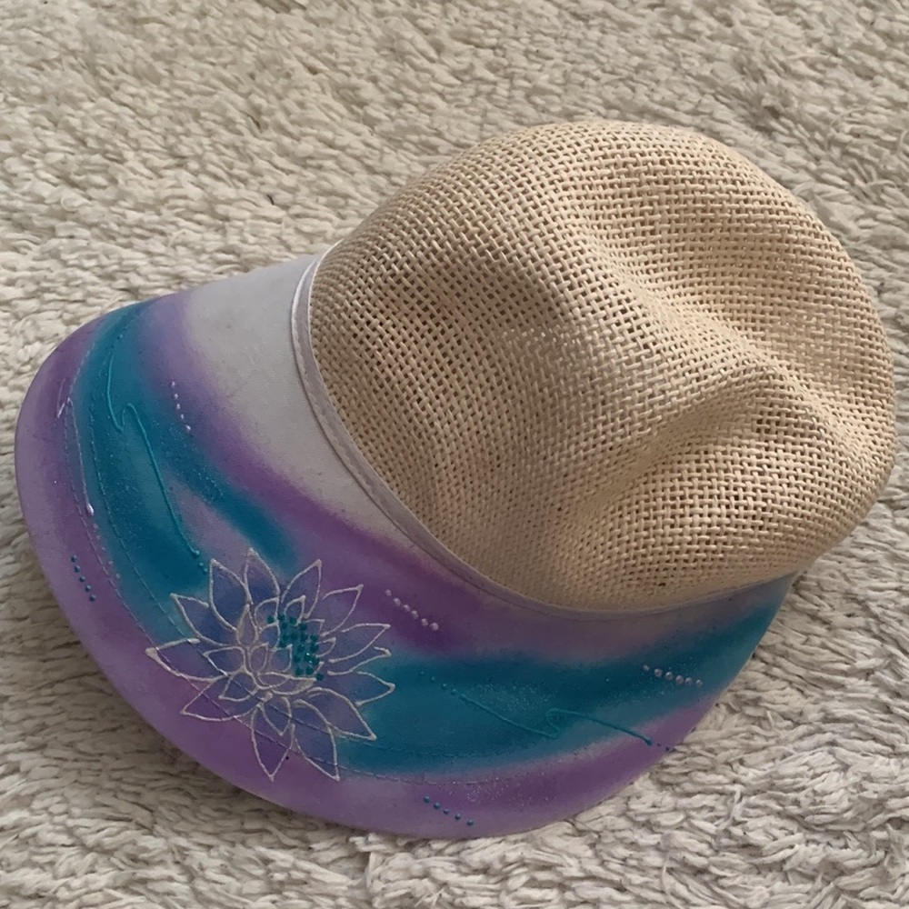 VINTAGE 90s Straw Floral Sun Hat